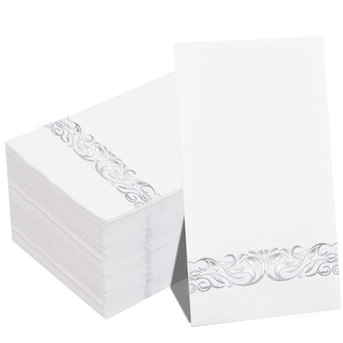 WDF 150Pack Silver Napkins Paper Disposable 3ply Silver Napkins Premium Quality Disposable Napkins Party Napkins Dinner Napkins for Bridal Baby Shower Wedding Anniversary Birthday Christmas